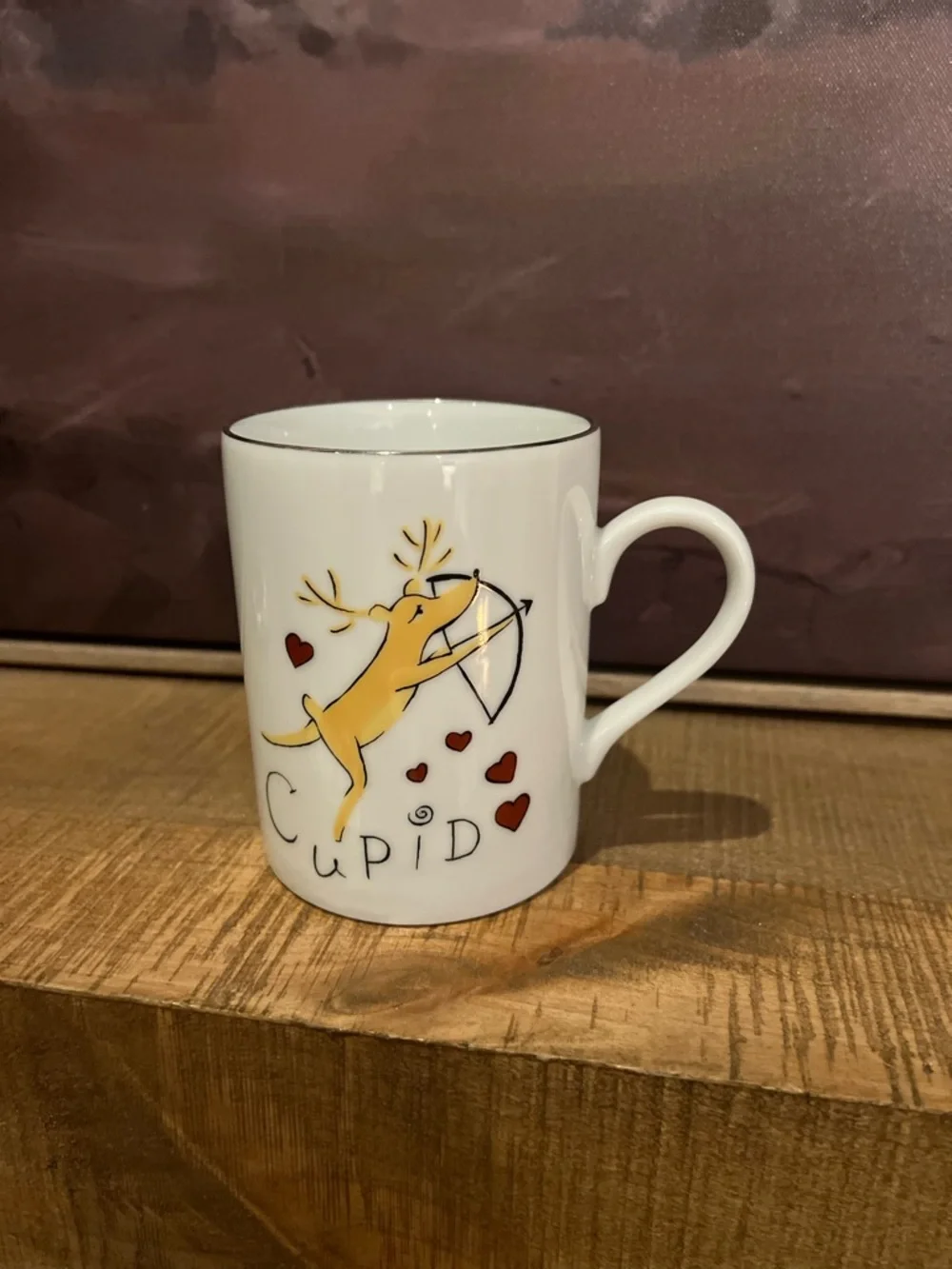 Pottery Barn REINDEER - CUPID 12oz Mug Cup Porcelain Japan Christmas VGUC
